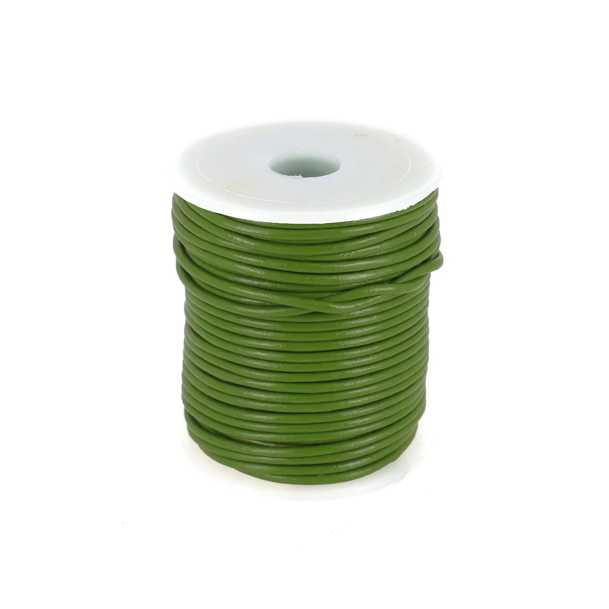 Lacet en cuir Rond - Diamètre 2mm VERT FOUGÈRE 1 mètre de lacet