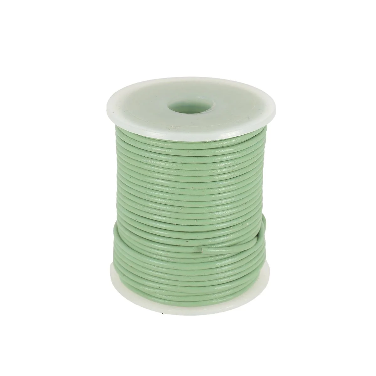 Lacet en cuir Rond - Diamètre 2mm VERT PASTEL 1 mètre de lacet