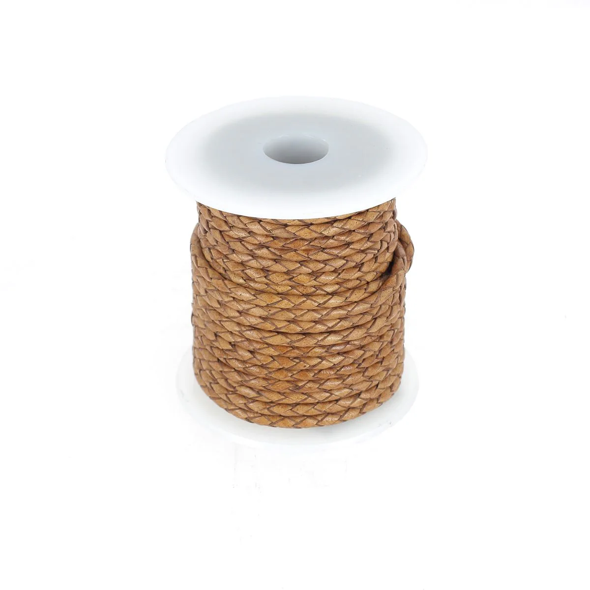 Lacet en cuir pigmenté Rond tressé - TAN