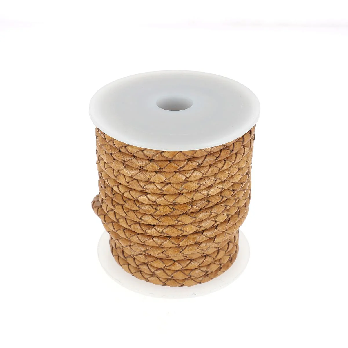 Lacet en cuir pigmenté Rond tressé - TAN - Image 4