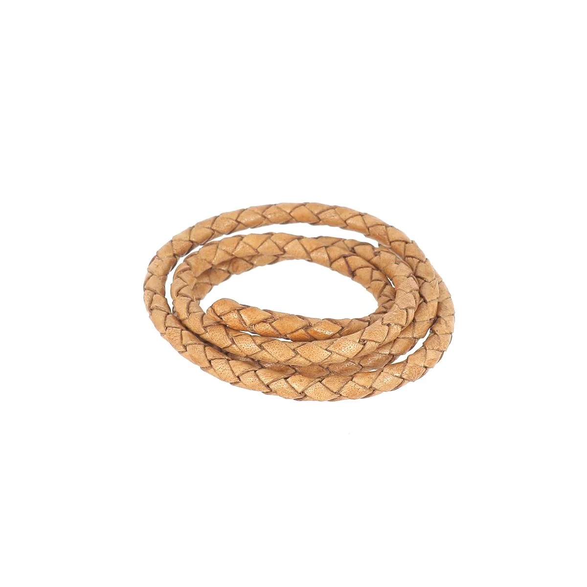 Lacet en cuir pigmenté Rond tressé - TAN - Image 5