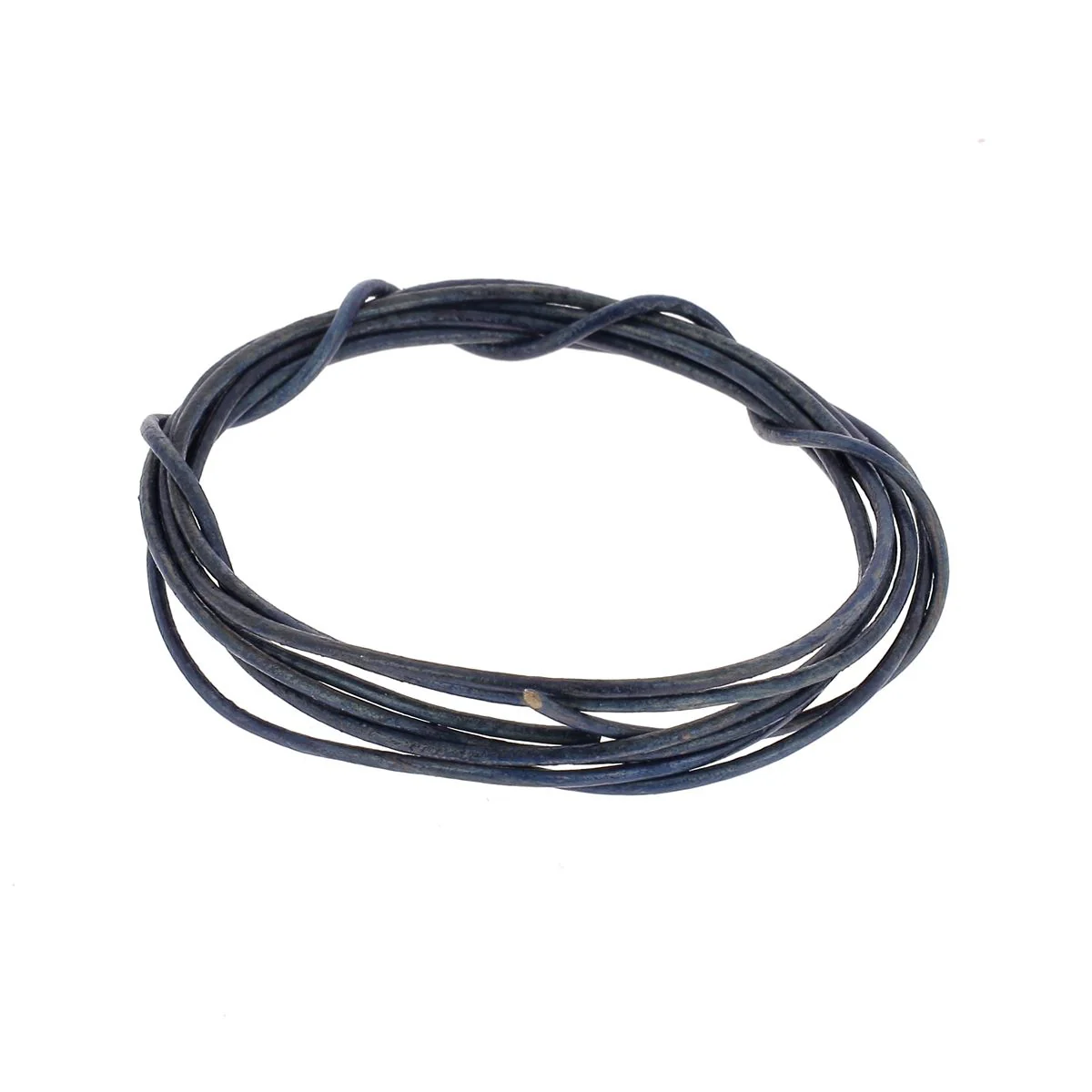 Lacet en cuir teinté Rond - BLEU DENIM - Image 4