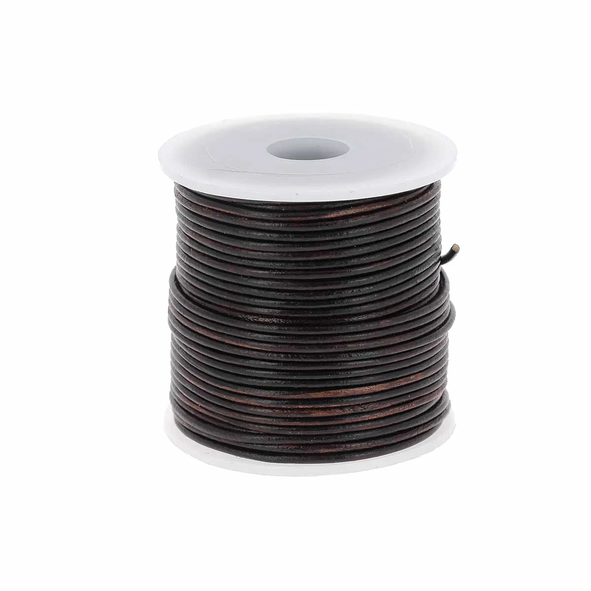 Lacet en cuir teinté Rond - MARRON ÉBÈNE