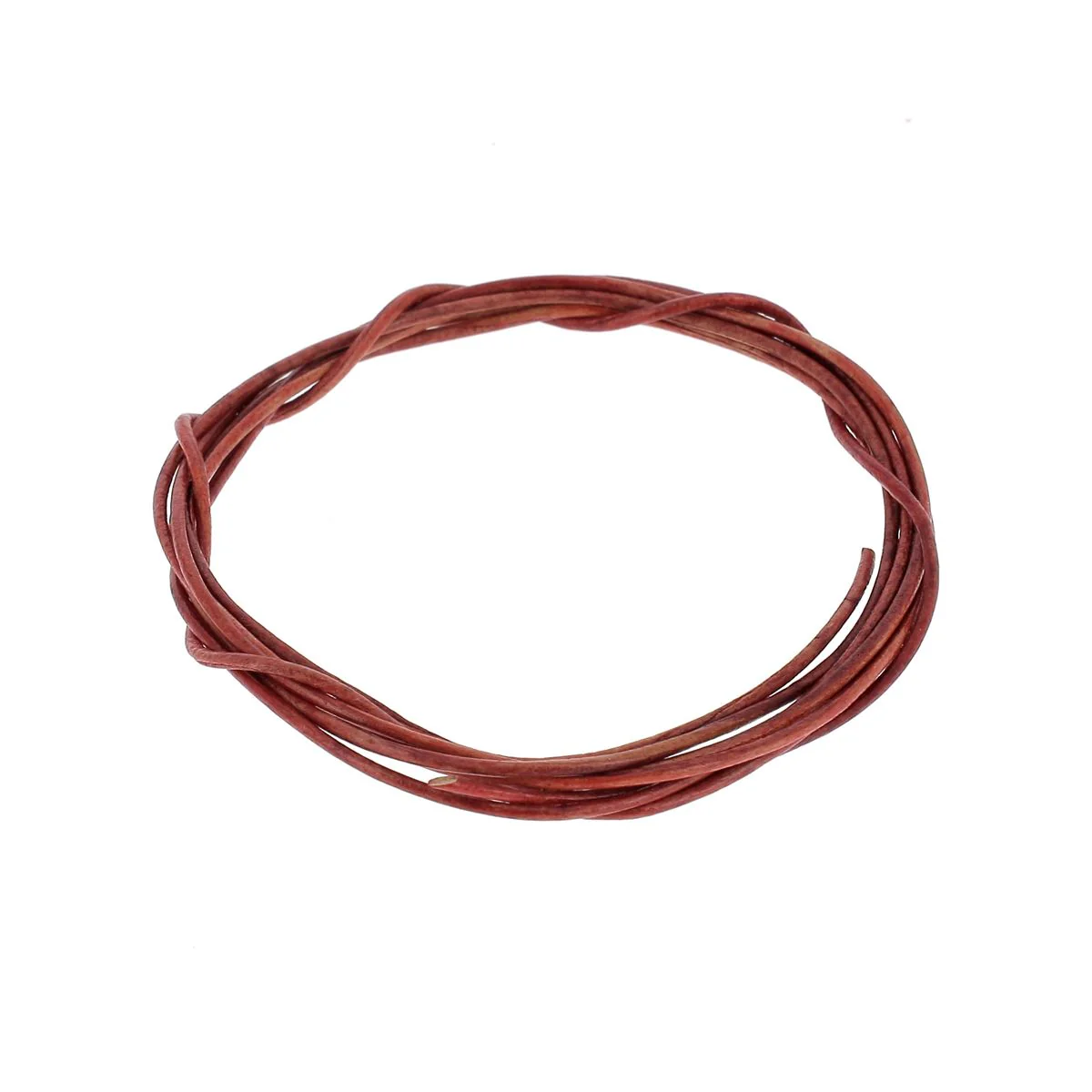 Lacet en cuir teinté Rond - ROUGE - Image 4