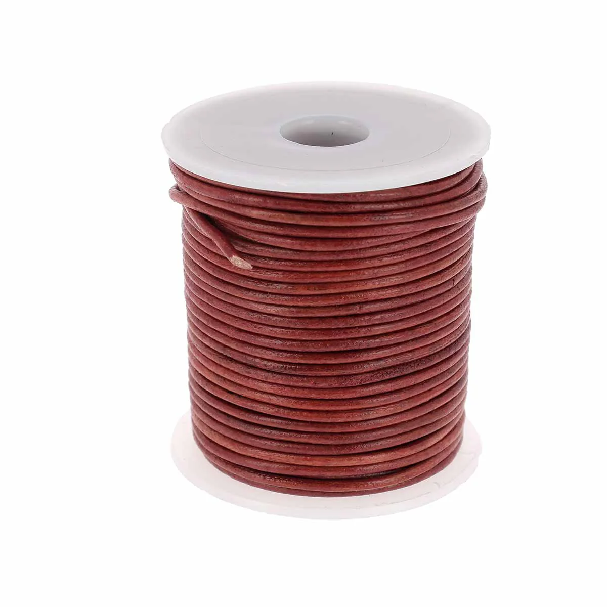 Lacet en cuir teinté Rond - ROUGE - Image 5