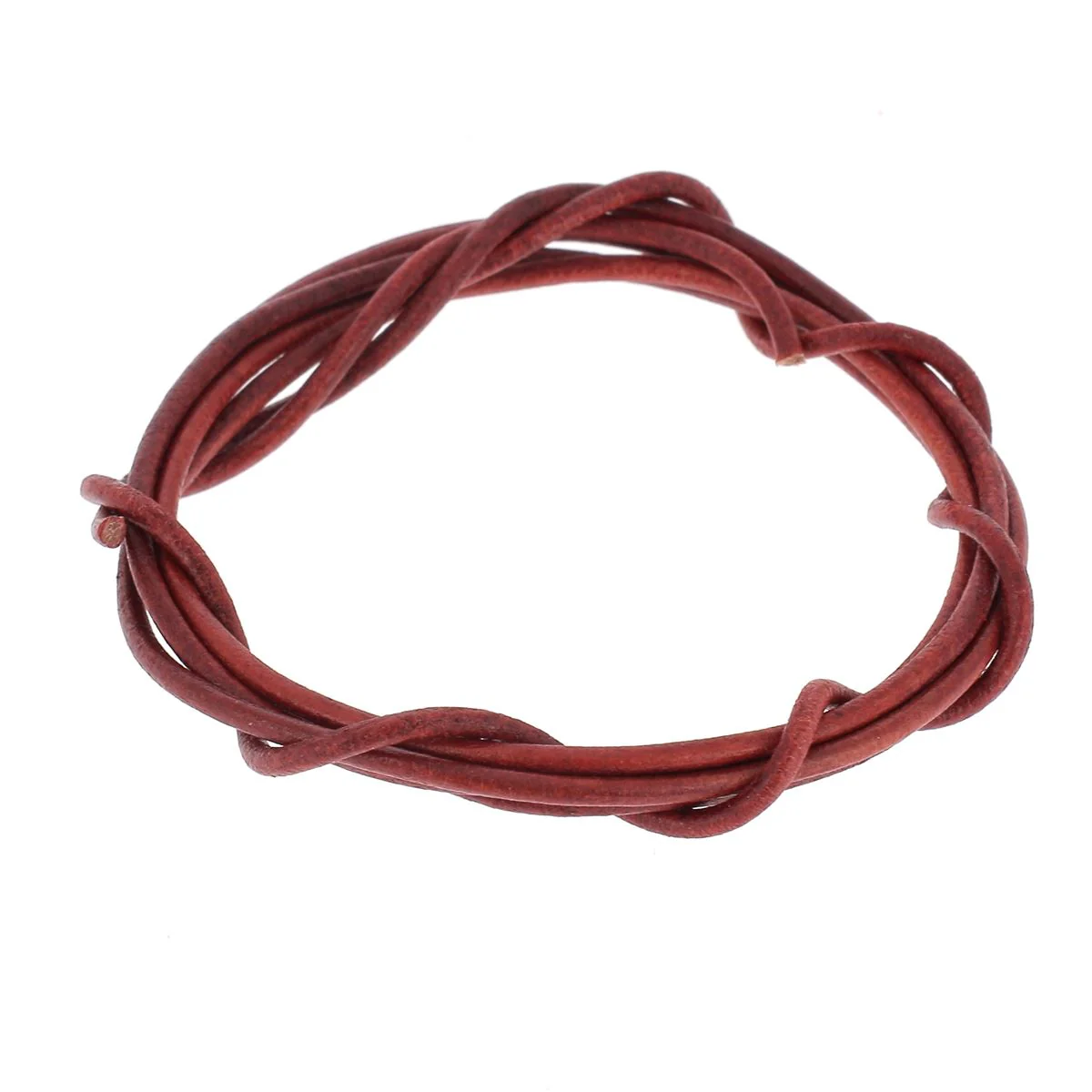 Lacet en cuir teinté Rond - ROUGE - Image 6