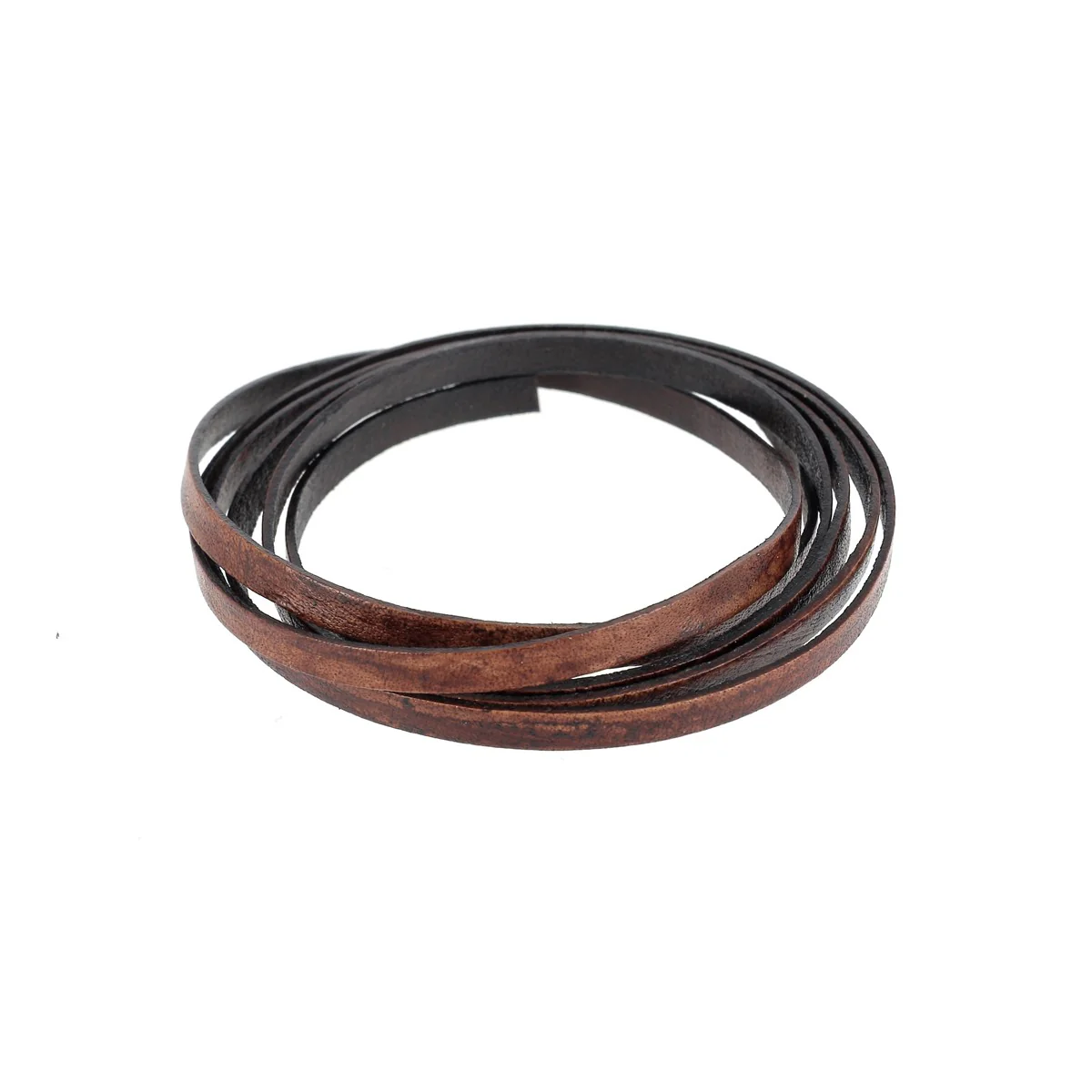 Lacet en cuir teinté effet délavé Plat - Largeur 4mm - Image 7