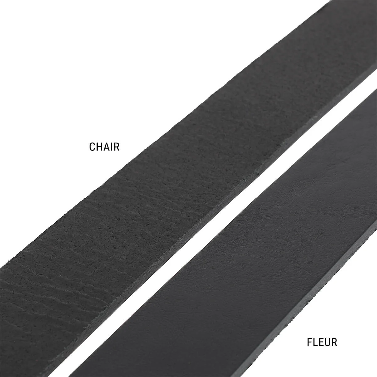 Lanière en cuir de collet NOURRI FOULONNÉ tannage végétal - NOIR - Ép 3,4mm - Image 6