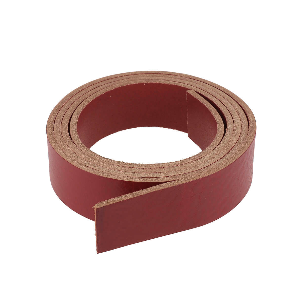 Lanière en cuir de collet NOURRI FOULONNÉ tannage végétal - ROUGE CARMIN - Ép 3,4mm - Image 2