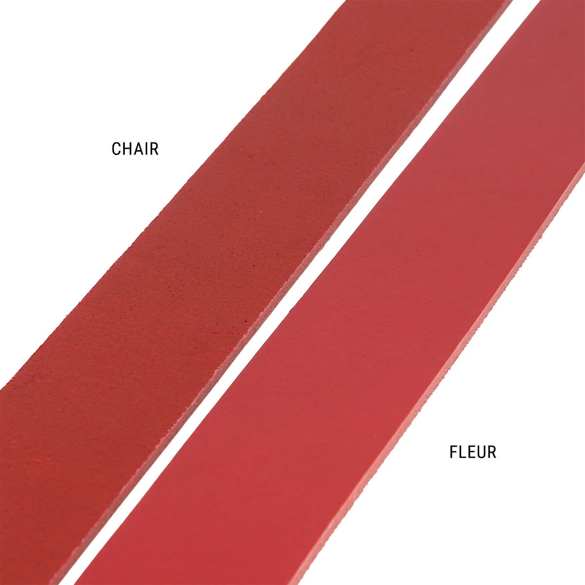 Lanière en cuir de collet NOURRI FOULONNÉ tannage végétal - ROUGE VIF - Ép 3,4mm - Image 5