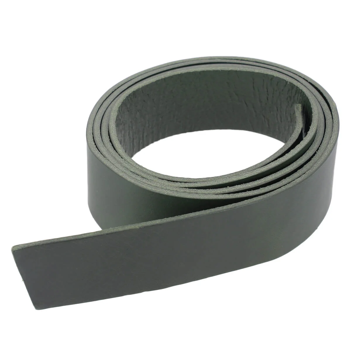 Lanière en cuir de collet NOURRI LISSE tannage végétal - VERT - Ép 3mm - Image 2