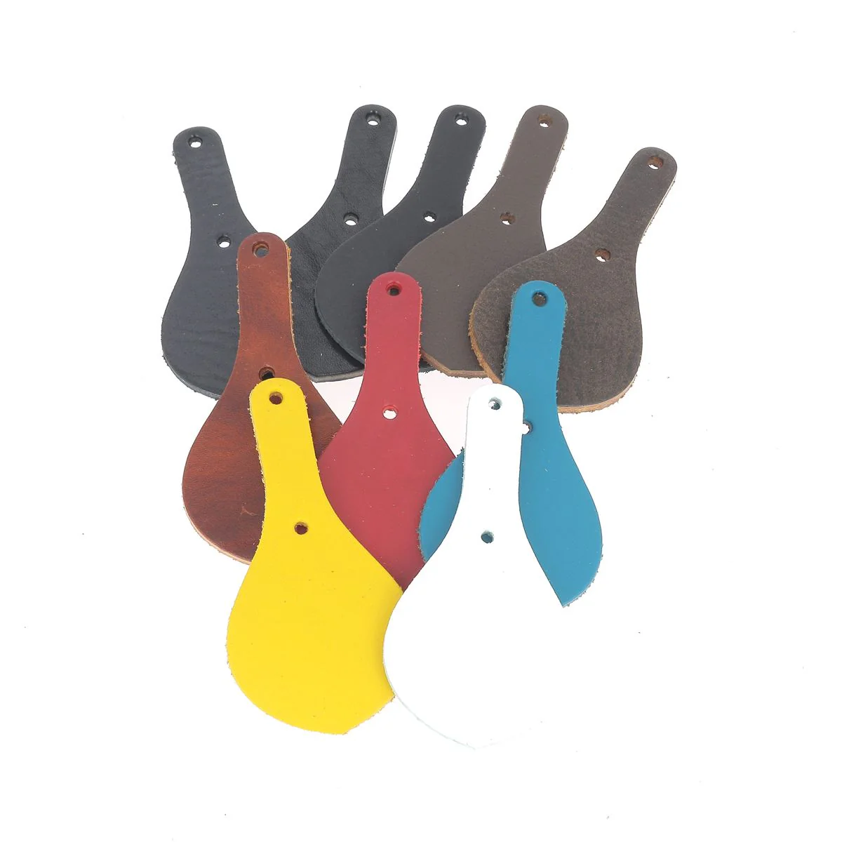 Lot de 10 découpes BLASON pour porte clés en cuir teinté à riveter - DIVERS - Image 2