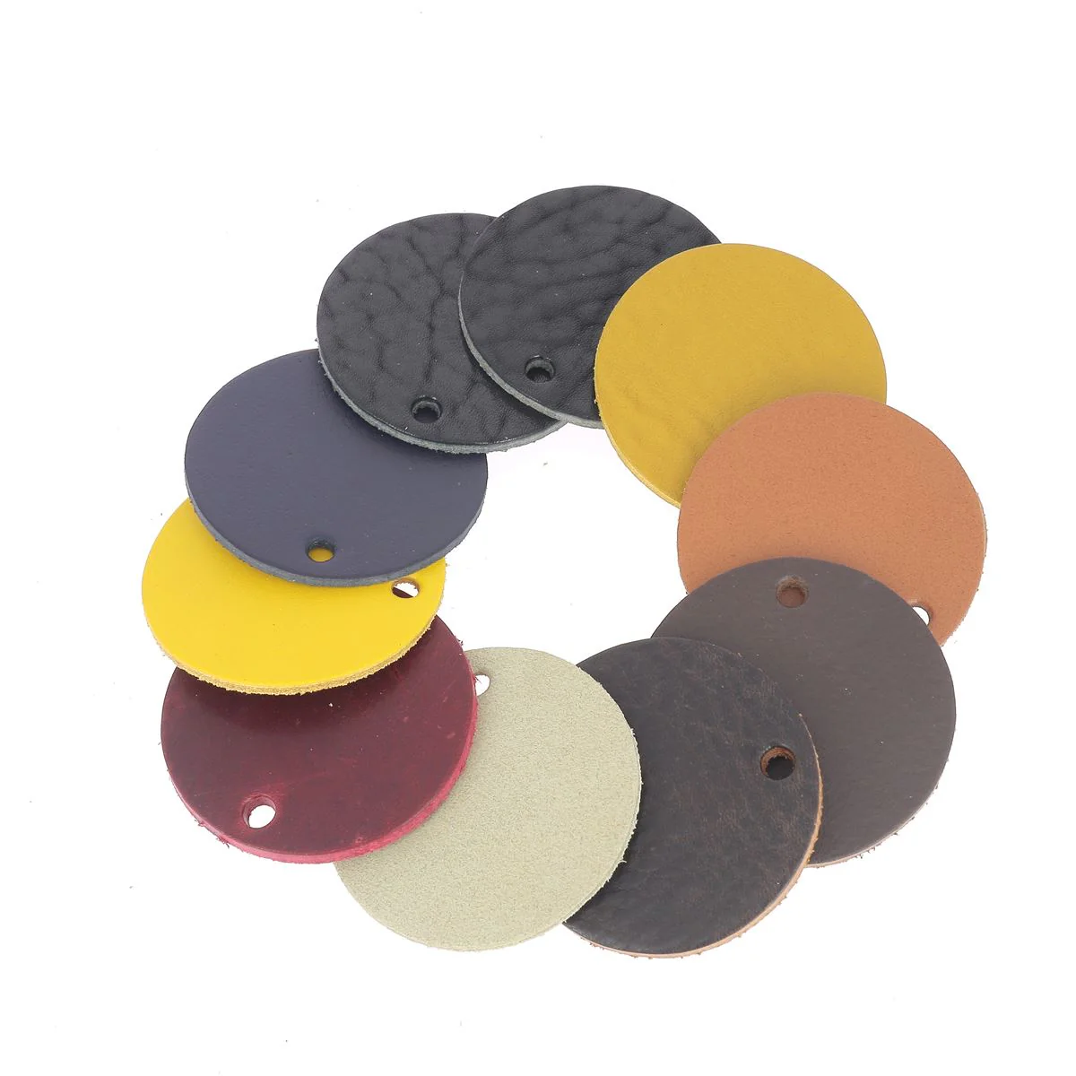 Lot de 10 découpes ROND 6cm pour porte clés en cuir teinté - DIVERS - Image 2