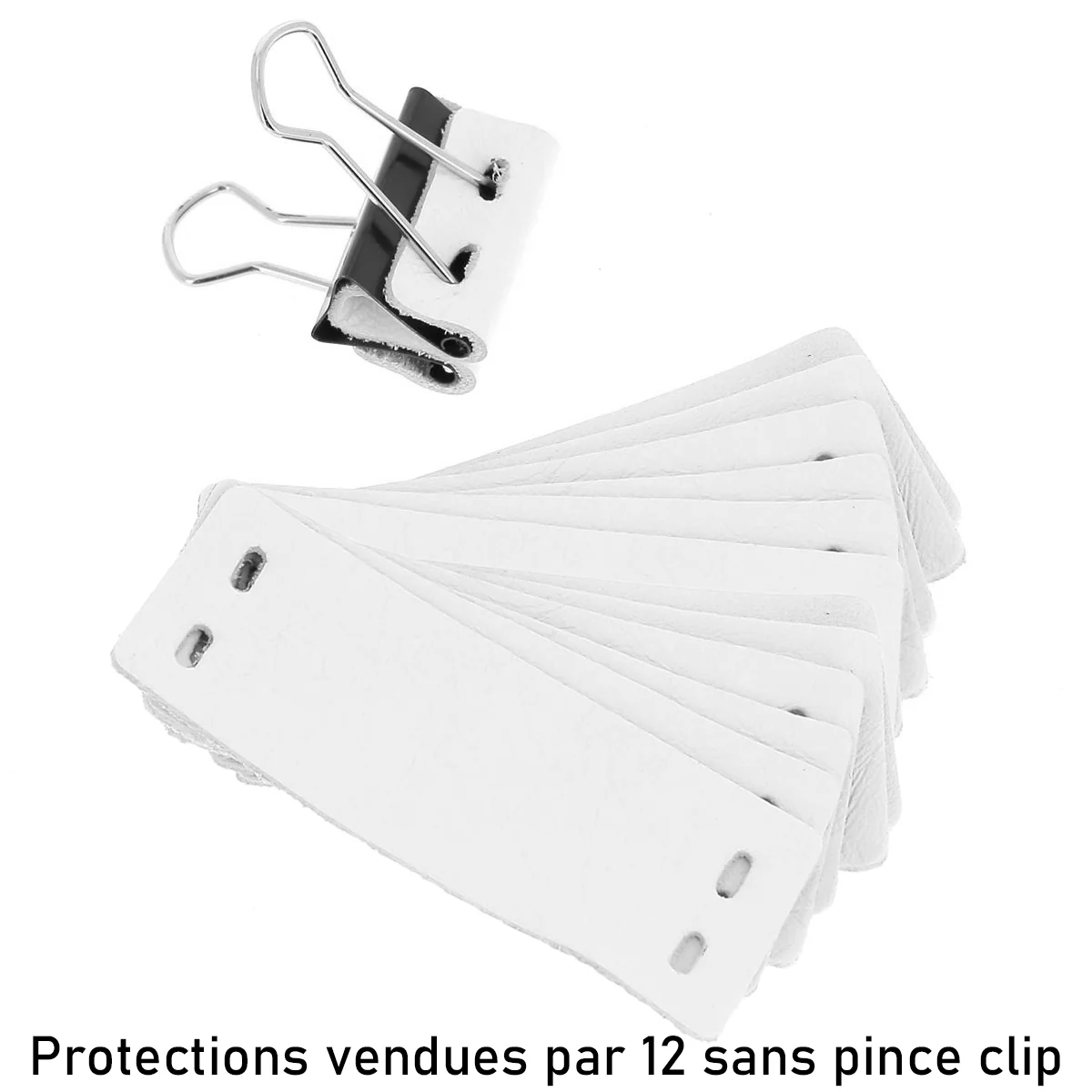 Lot de 12 pinces clip et 12 découpes de cuir de protection - 25mm - Image 2