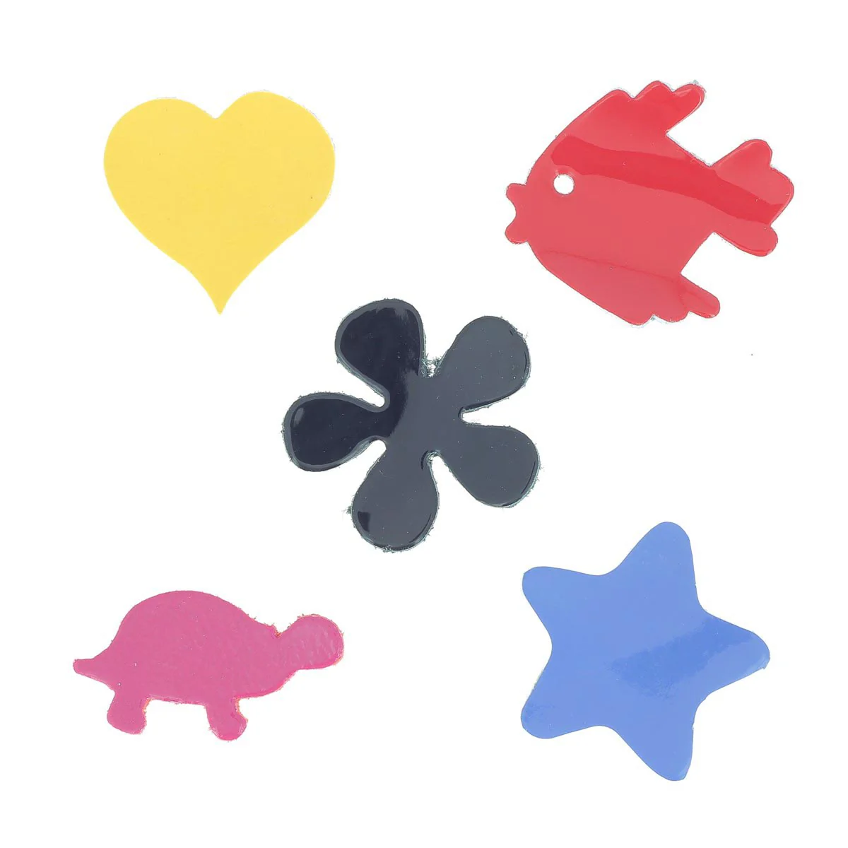 Lot de 5 découpes Poisson, Tortue, Fleur, Étoile, Coeur - Verni - DIVERS