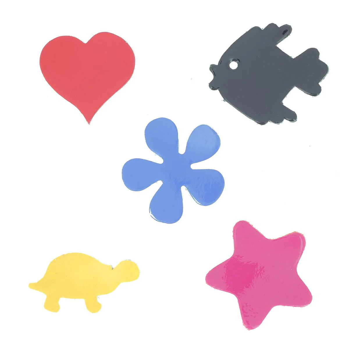 Lot de 5 découpes Poisson, Tortue, Fleur, Étoile, Coeur - Verni - DIVERS - Image 2