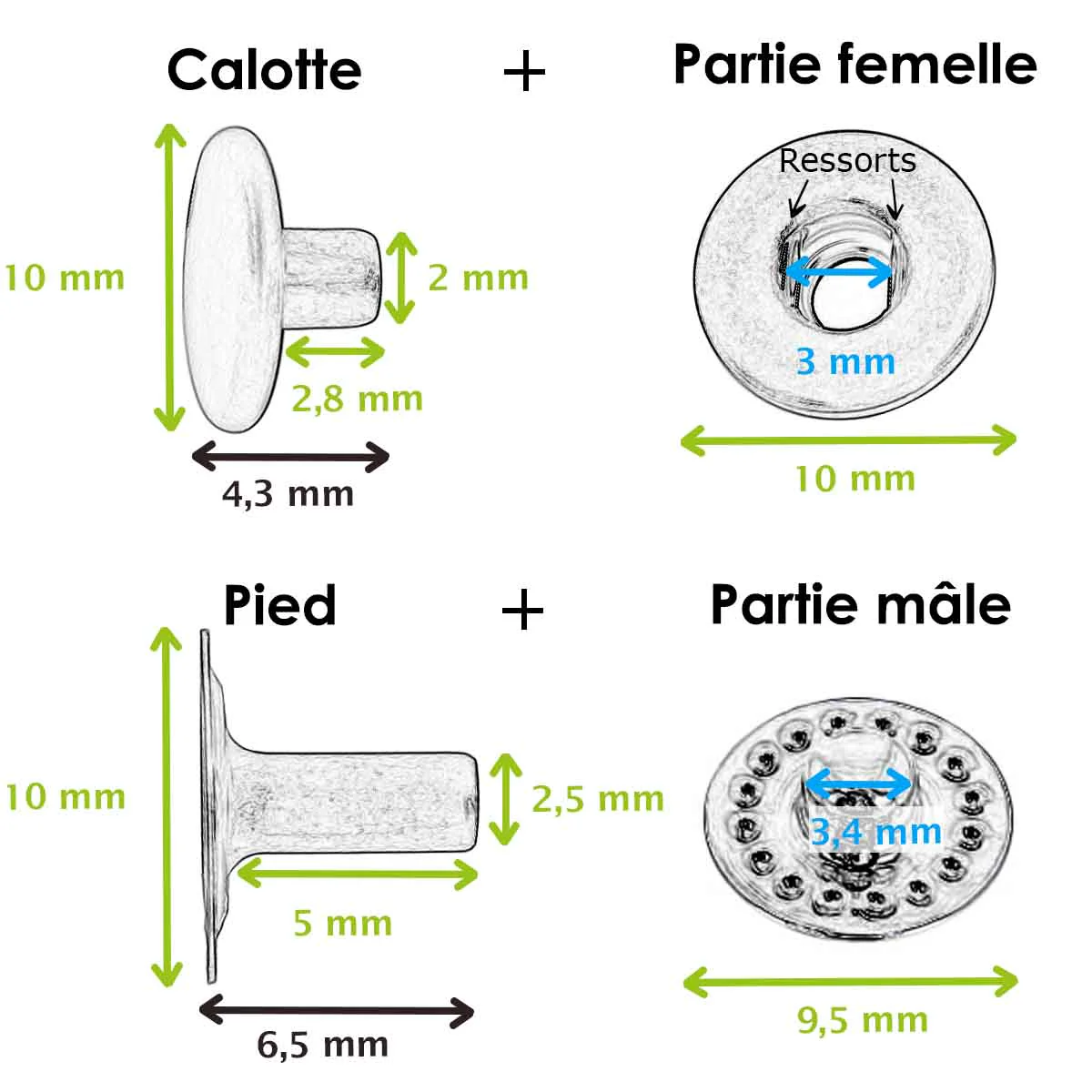 Lot de boutons pression GLOVE SNAPS - LINE 16 : 10mm - 1249 - Image 2