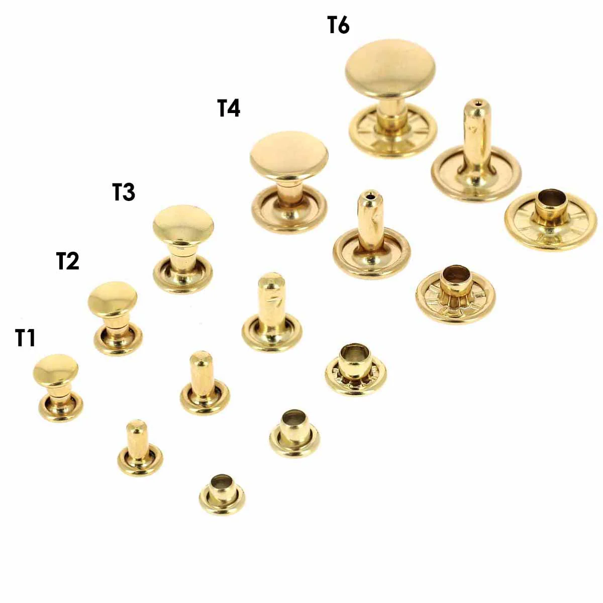 Lot de rivets moyens DOUBLE CALOTTE en laiton (T3) - Image 7