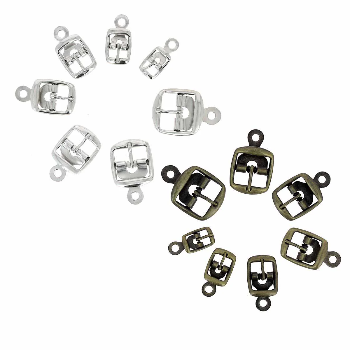 Lot de mini boucles doubles avec chape en acier YVA - NICKELÉ - Image 3