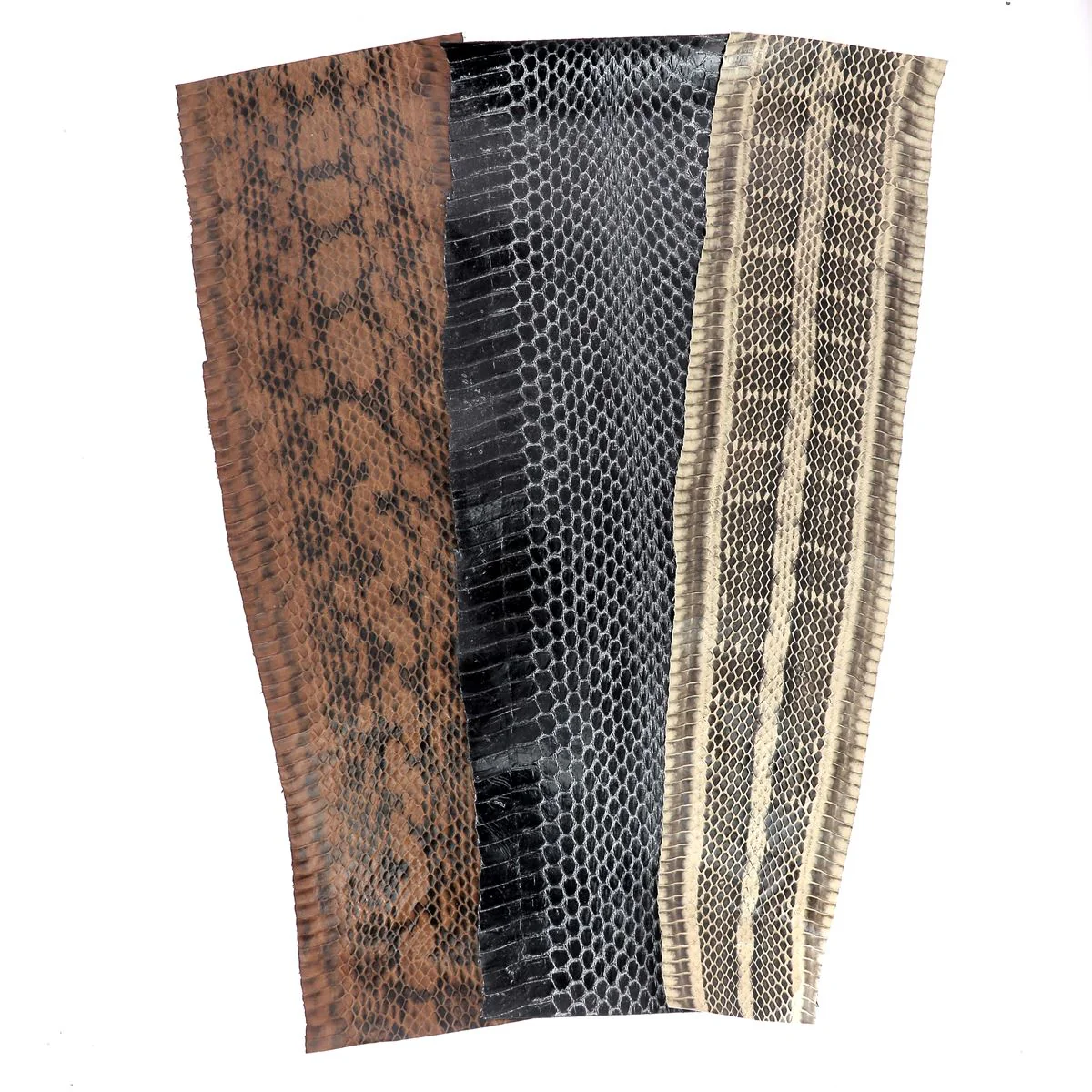 Lot SURPRISE de 3 morceaux de cuir de serpent Élaphe - COULEURS DIVERSES - Longueur 40cm - Image 2