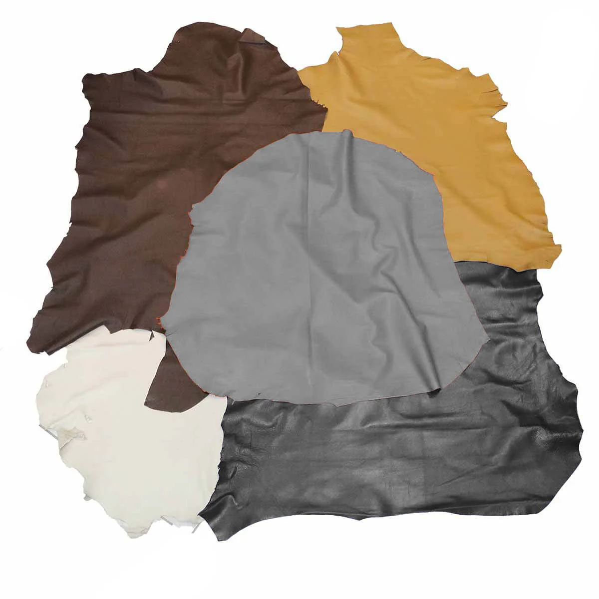 Lot SURPRISE de 5 peaux de cuir d'agneau pleine fleur - COULEURS AUTOMNE - Image 2