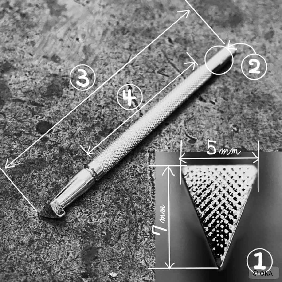 Matoir sur manche OKA - Figure Carving triangle quadrillé 5mm - F976 - Image 3