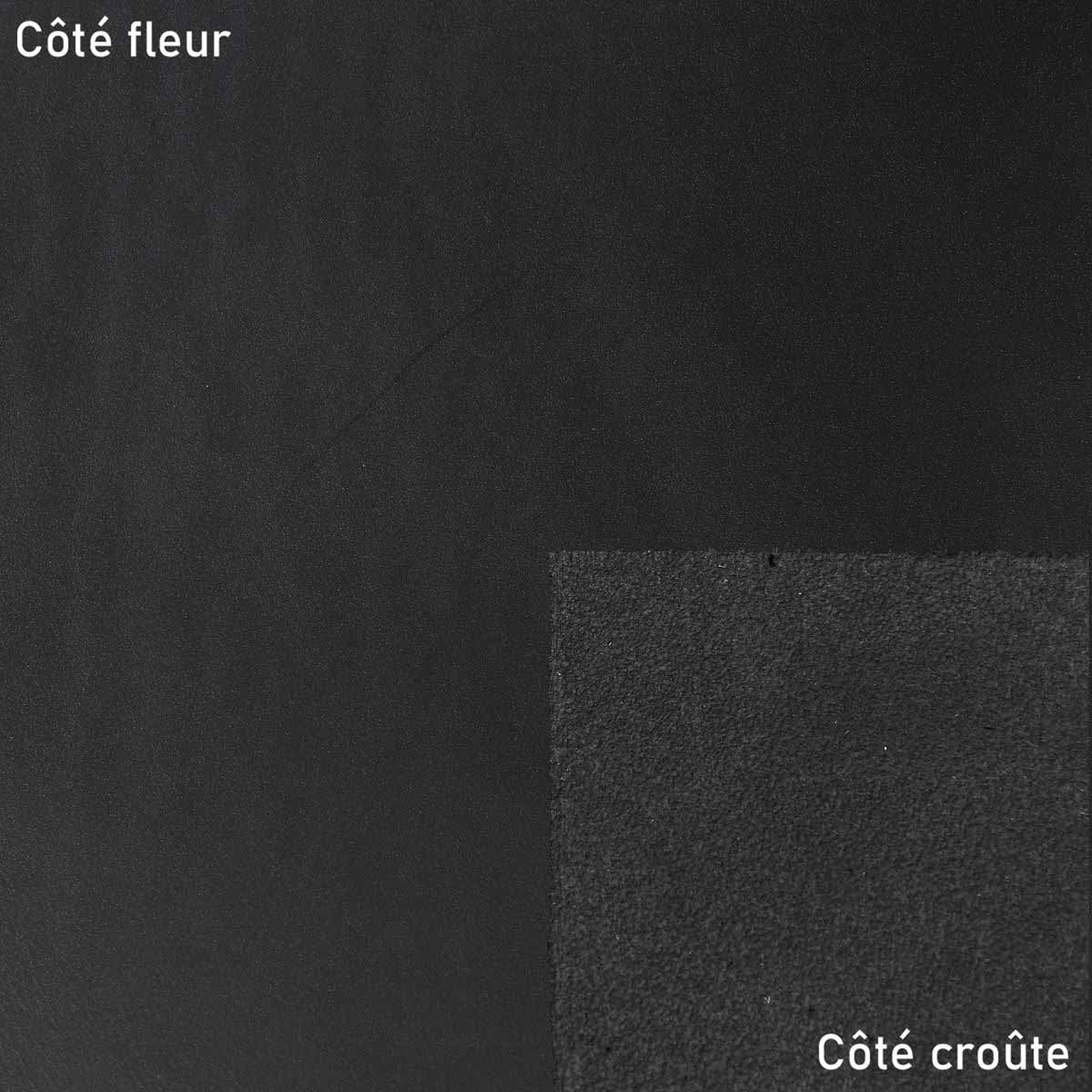 Morceau de cuir de croupon tannage végétal - NOIR N58 - Ép 3,4 mm - Image 2