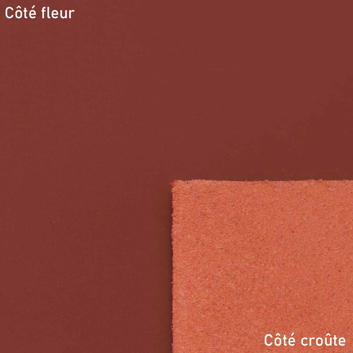 Morceau de cuir de croupon tannage végétal - ROUGE CARMIN I84 - Image 2