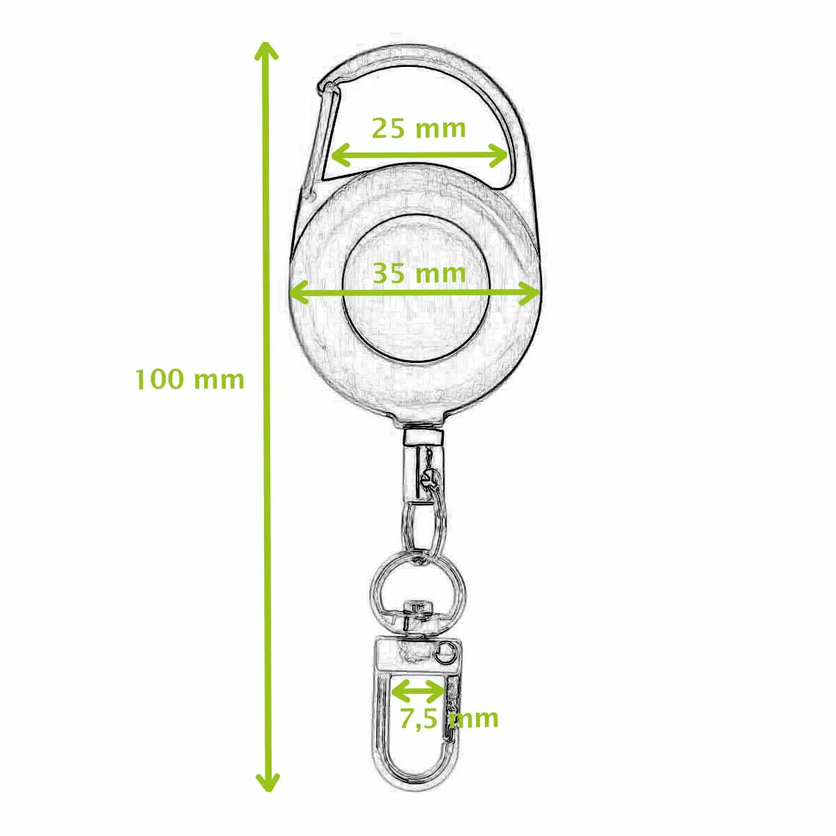 Porte-clés mousqueton à enrouleur rétractable - Image 4
