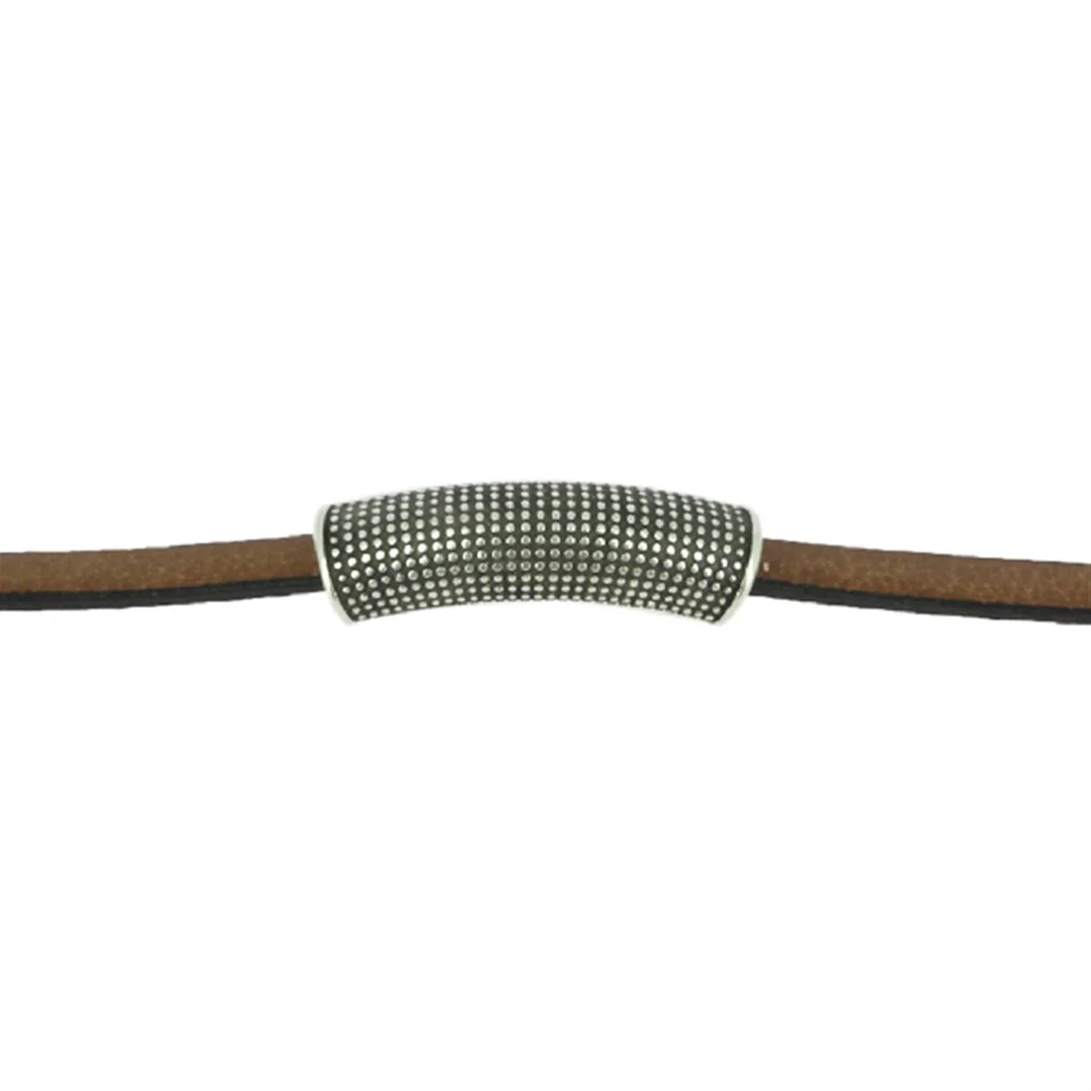 Coulissant ETHNIQUE LONG - Lanière de 5 mm - ARGENT VIEILLI
