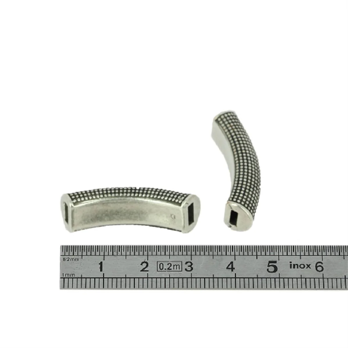 Coulissant ETHNIQUE LONG - Lanière de 5 mm - ARGENT VIEILLI - Image 2