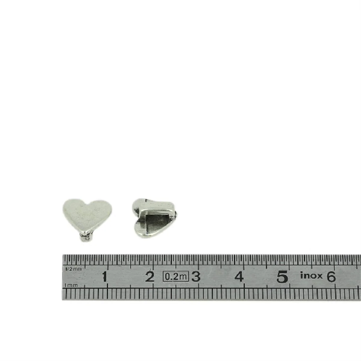 Coulissant COEUR - Lanière de 5 mm - ARGENT VIEILLI - Image 2