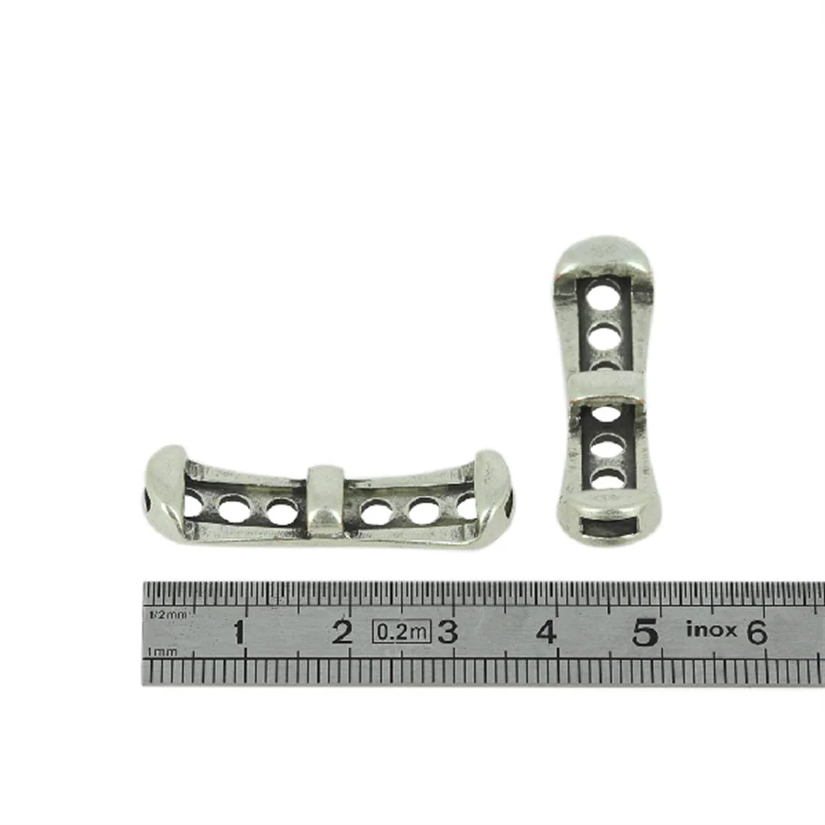 Coulissant SEPT TROUS - Lanière de 5 mm - ARGENT VIEILLI - Image 2
