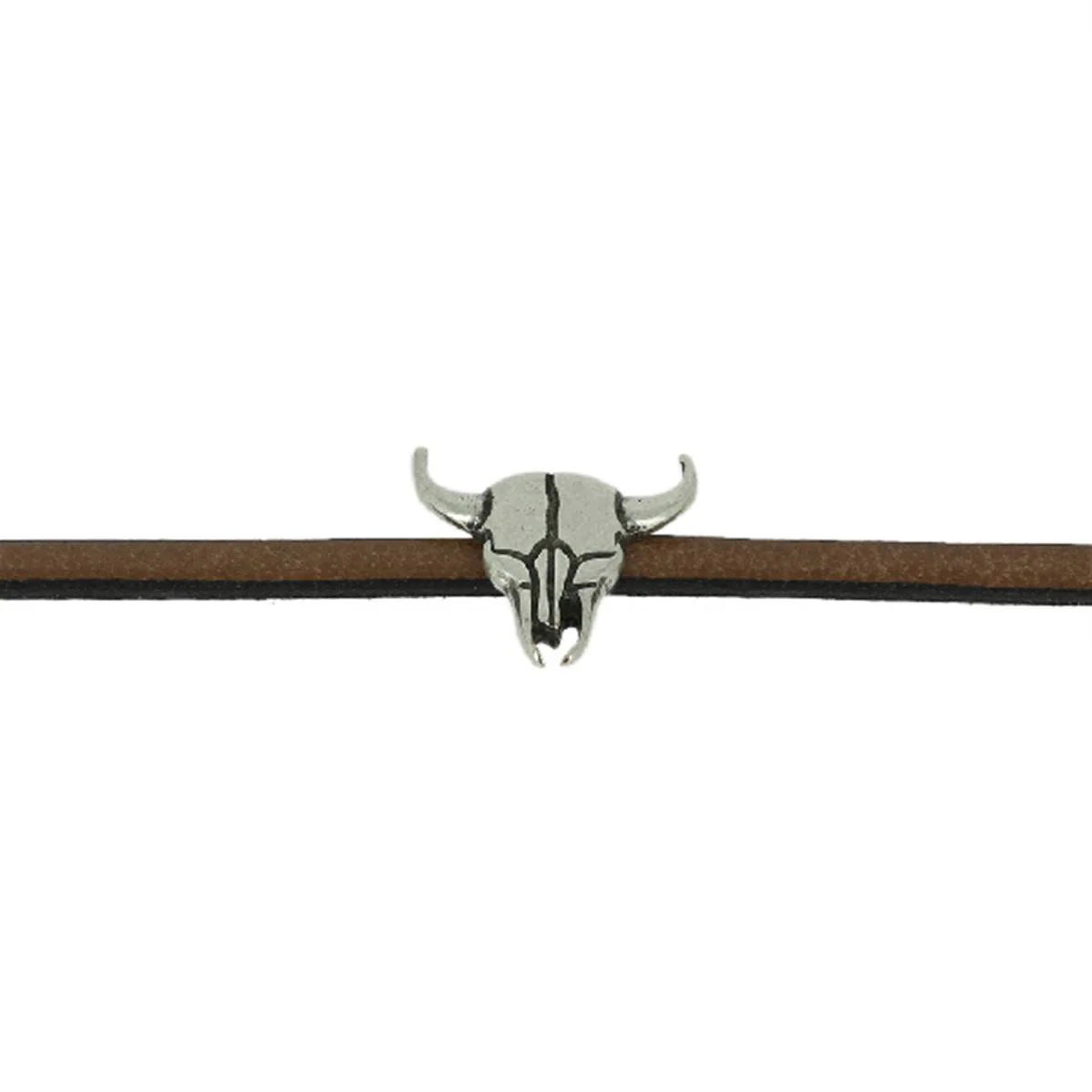 Coulissant BISON - Lanière de 5 mm - ARGENT VIEILLI