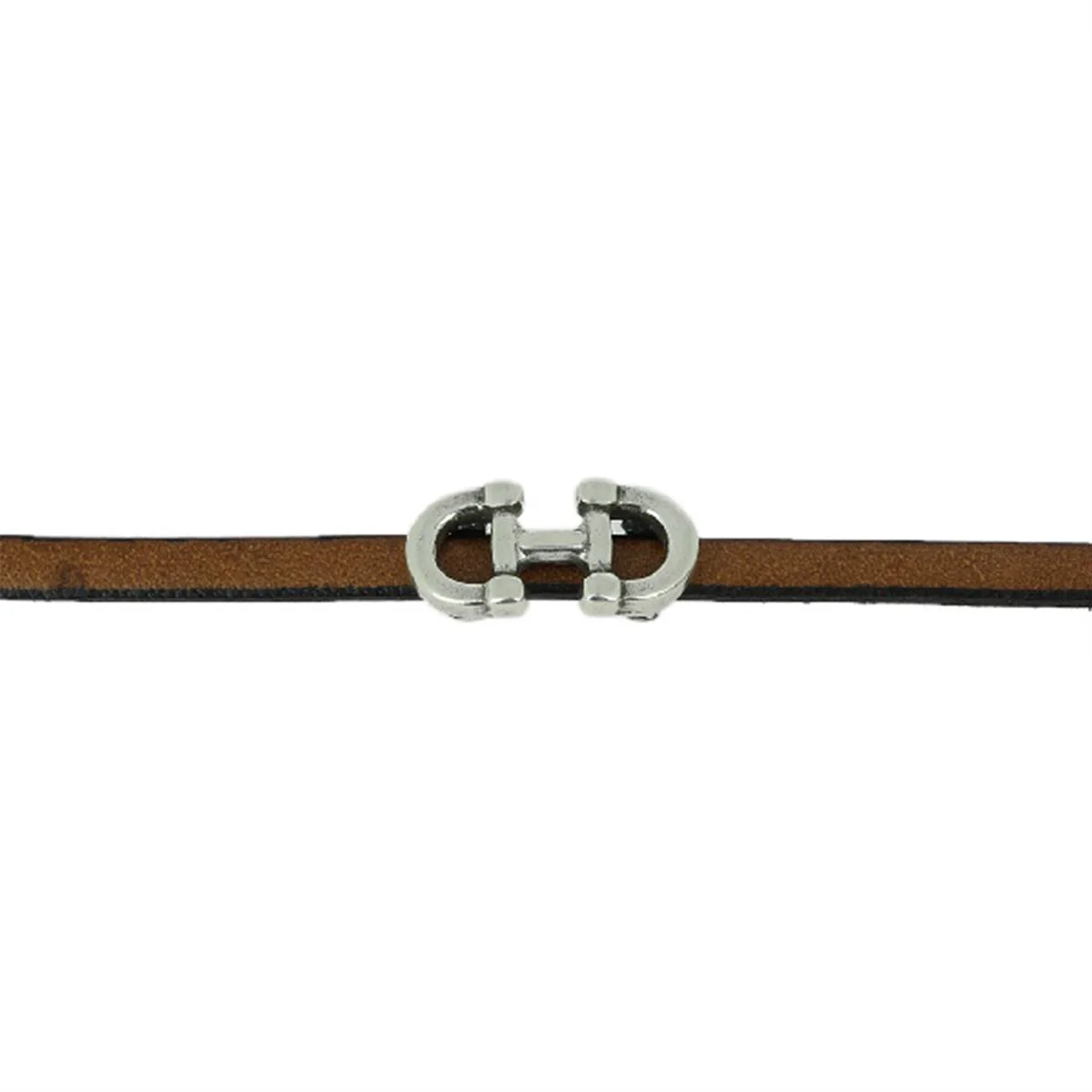 Coulissant DEUX ETRIERS - Lanière de 5 mm - ARGENT VIEILLI