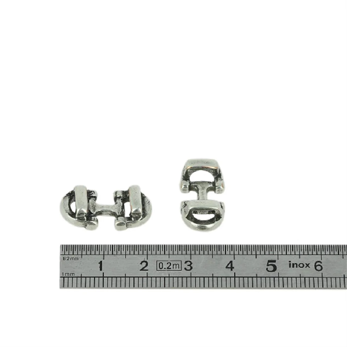 Coulissant DEUX ETRIERS - Lanière de 5 mm - ARGENT VIEILLI - Image 2