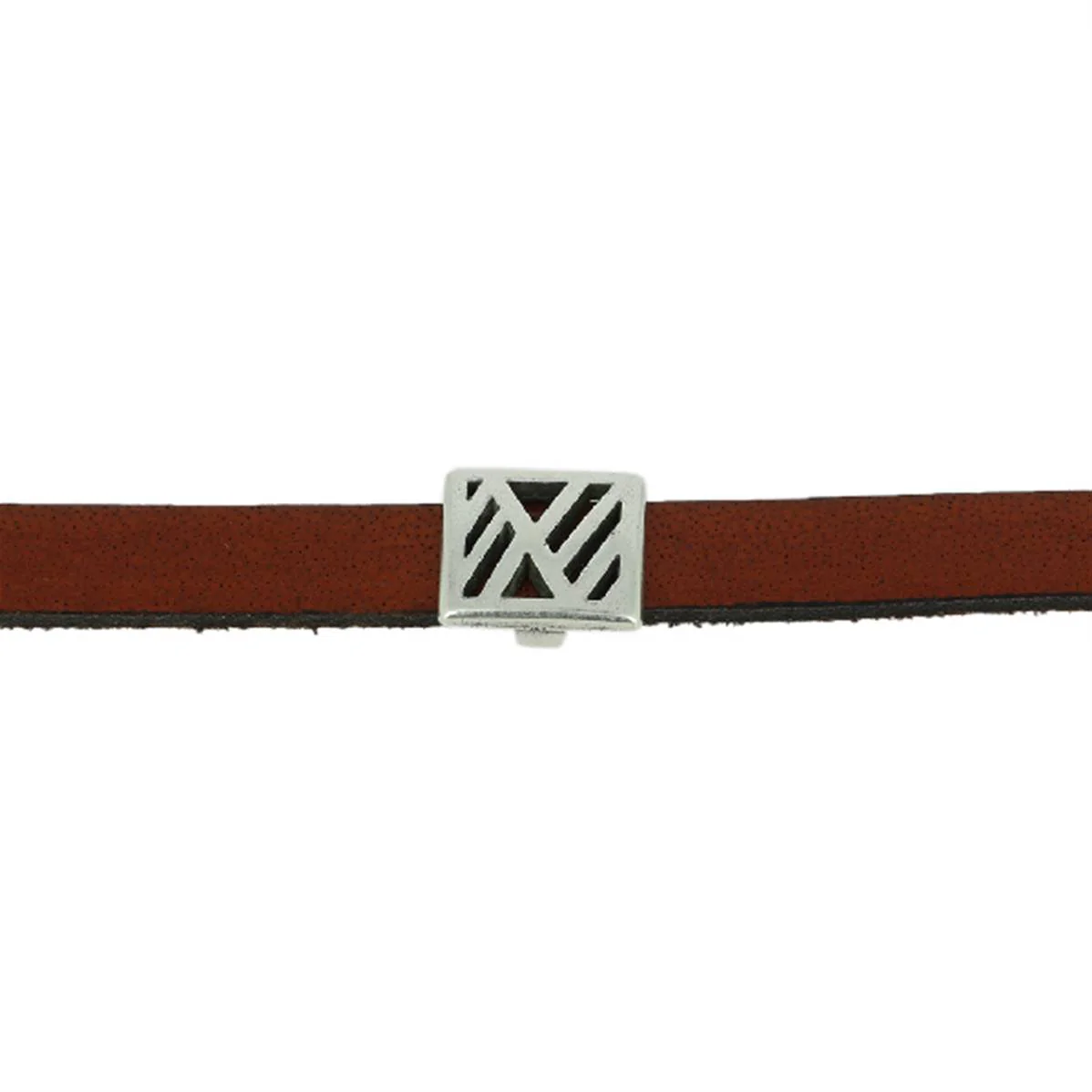 Coulissant RAYURES - Lanière de 10 mm - ARGENT VIEILLI