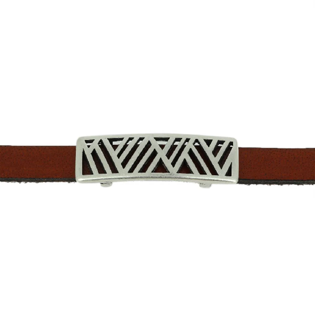Coulissant LONGUES RAYURES - Lanière de 10 mm - ARGENT VIEILLI