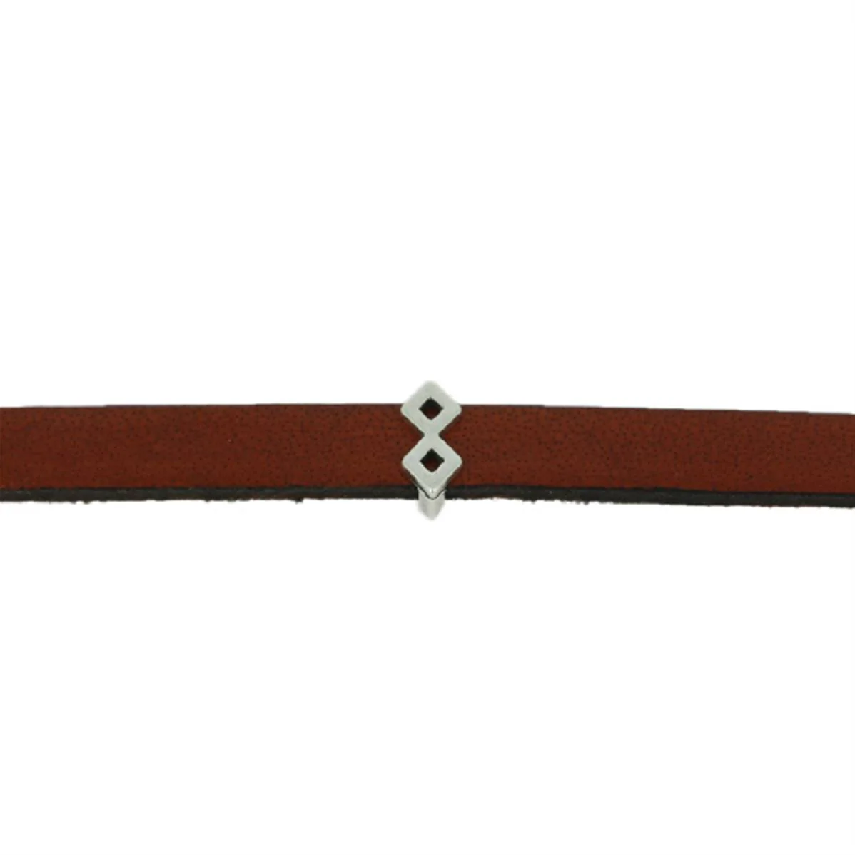 Coulissant DEUX LOSANGES - Lanière de 10 mm - ARGENT VIEILLI