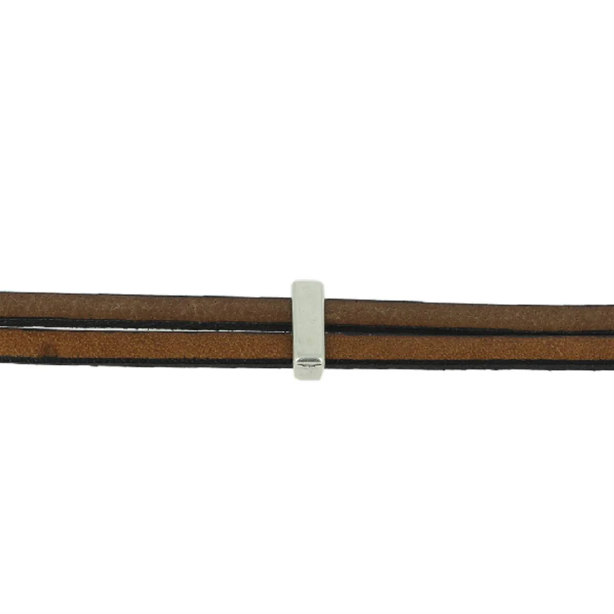 Coulissant DEUX BANDES - Lanière de 5 mm - ARGENT VIEILLI