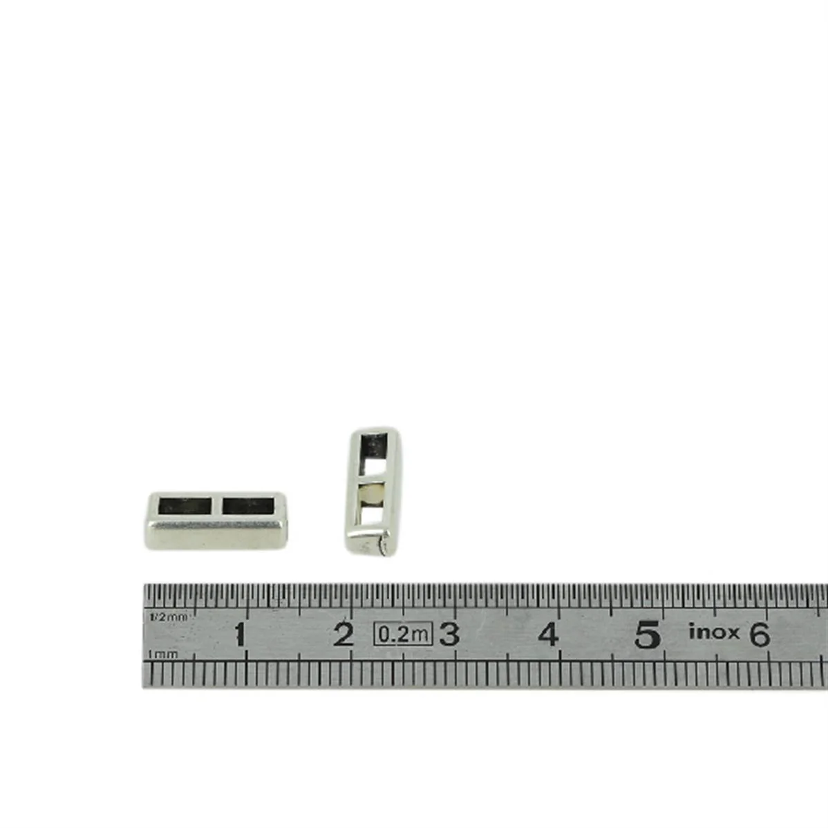 Coulissant DEUX BANDES - Lanière de 5 mm - ARGENT VIEILLI - Image 2