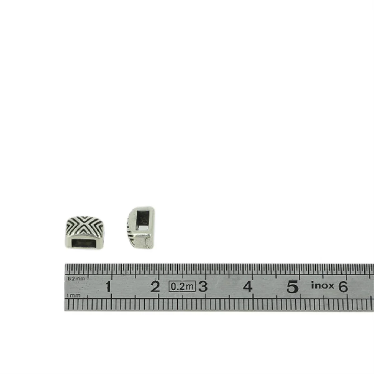 Coulissant ETHNIQUE X - Lanière de 5 mm - ARGENT VIEILLI - Image 2