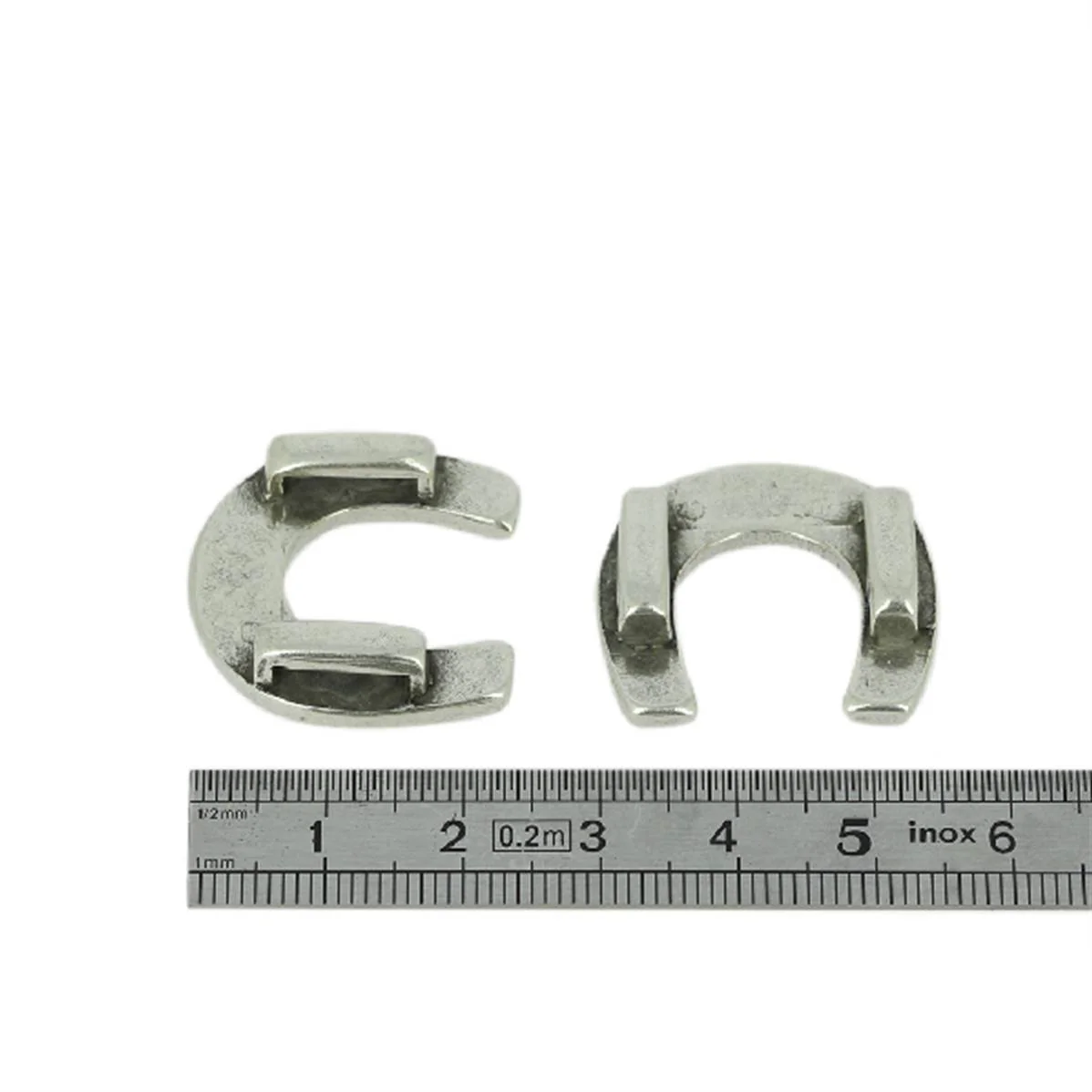 Coulissant FER A CHEVAL - Lanière de 10 mm - ARGENT VIEILLI - Image 3