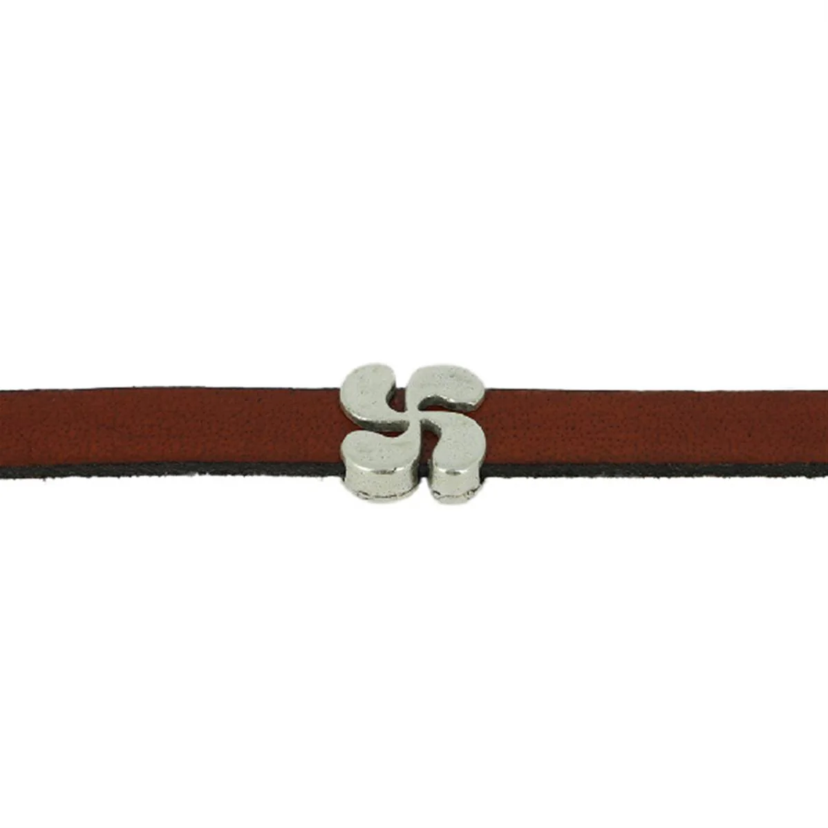 Coulissant CROIX BASQUE - Lanière de 10 mm - ARGENT VIEILLI