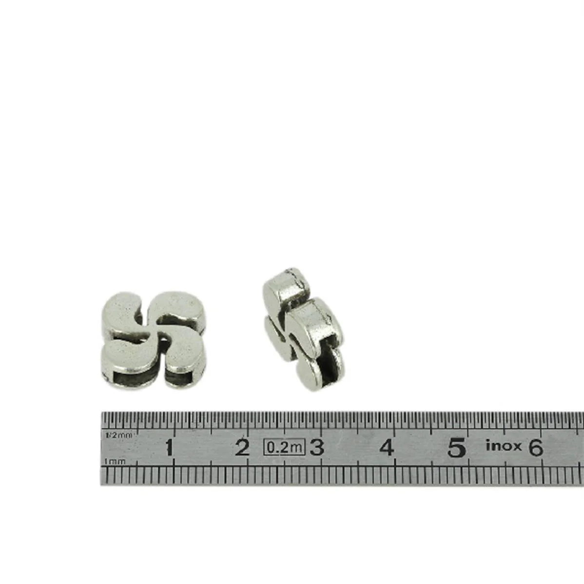 Coulissant CROIX BASQUE - Lanière de 10 mm - ARGENT VIEILLI - Image 2