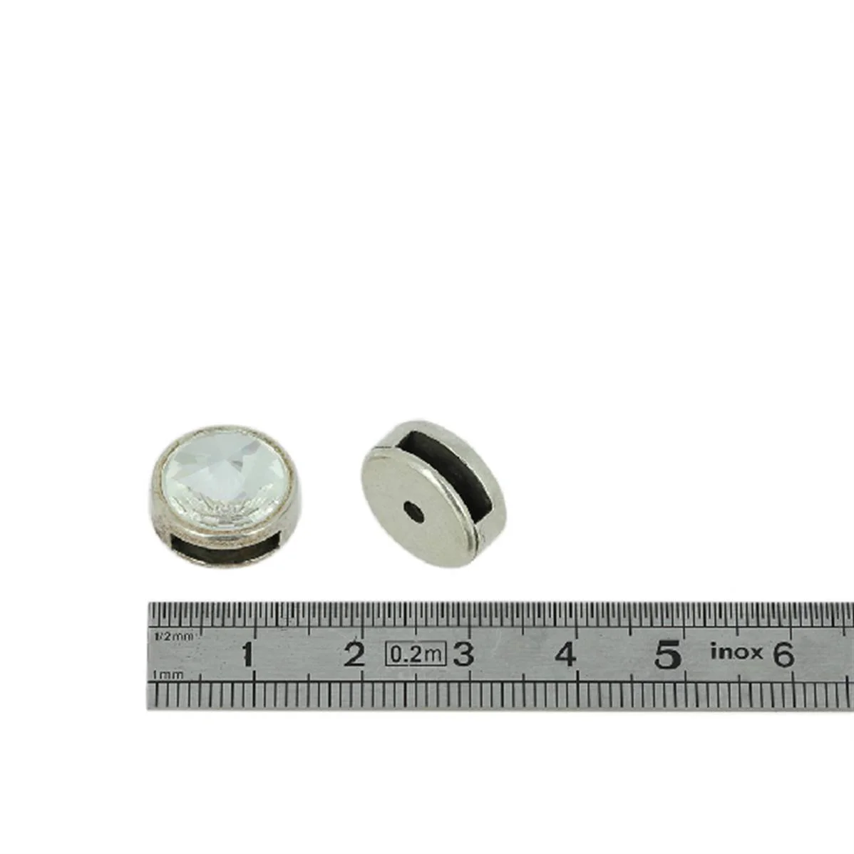 Coulissant STRASS SWAROVSKI - Lanière de 10 mm - ARGENT VIEILLI - Image 2