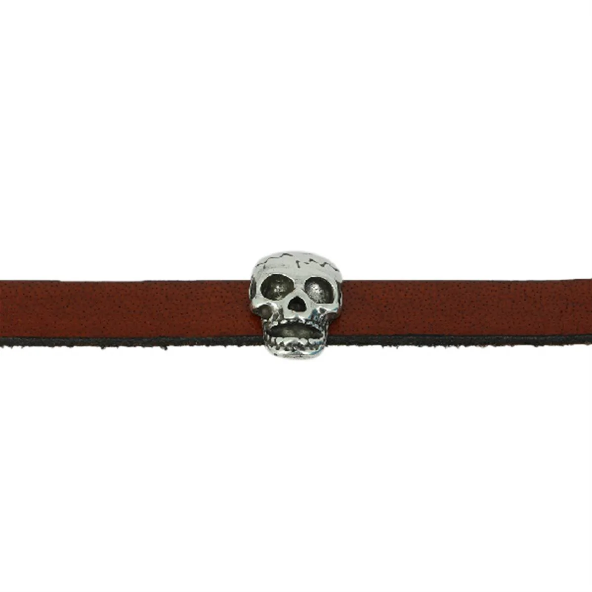 Coulissant TÊTE DE MORT - Lanière de 10 mm - ARGENT VIEILLI