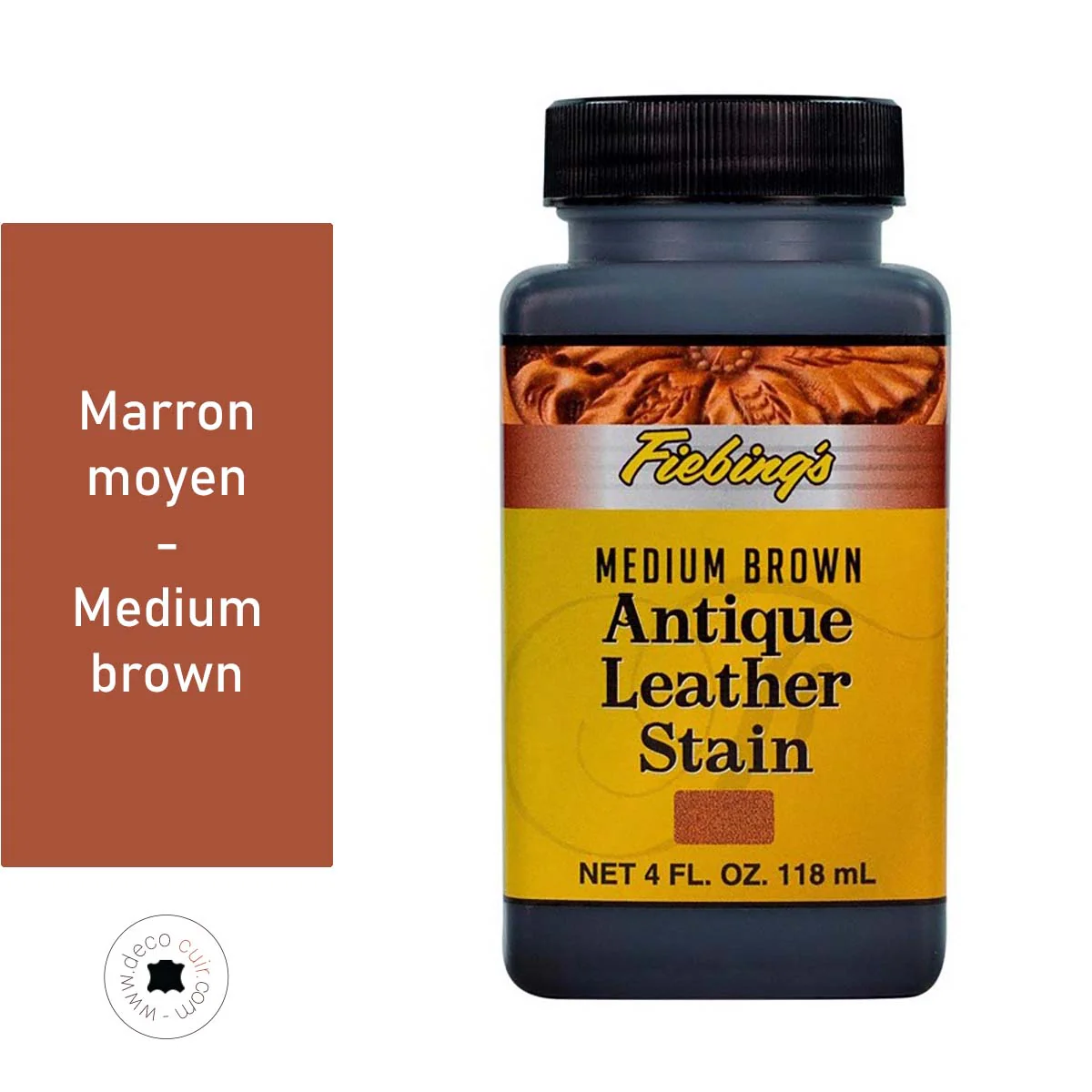 Patine après teinture Fiebing's Antique Leather Stain 118ml - MARRON MOYEN / MEDIUM BROWN