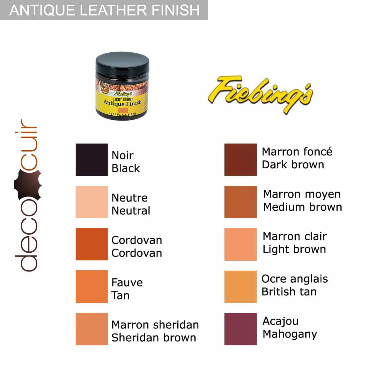 Patine pour cuir Fiebing's Antique finish 118ml - MARRON MOYEN / MEDIUM BROWN - Image 2