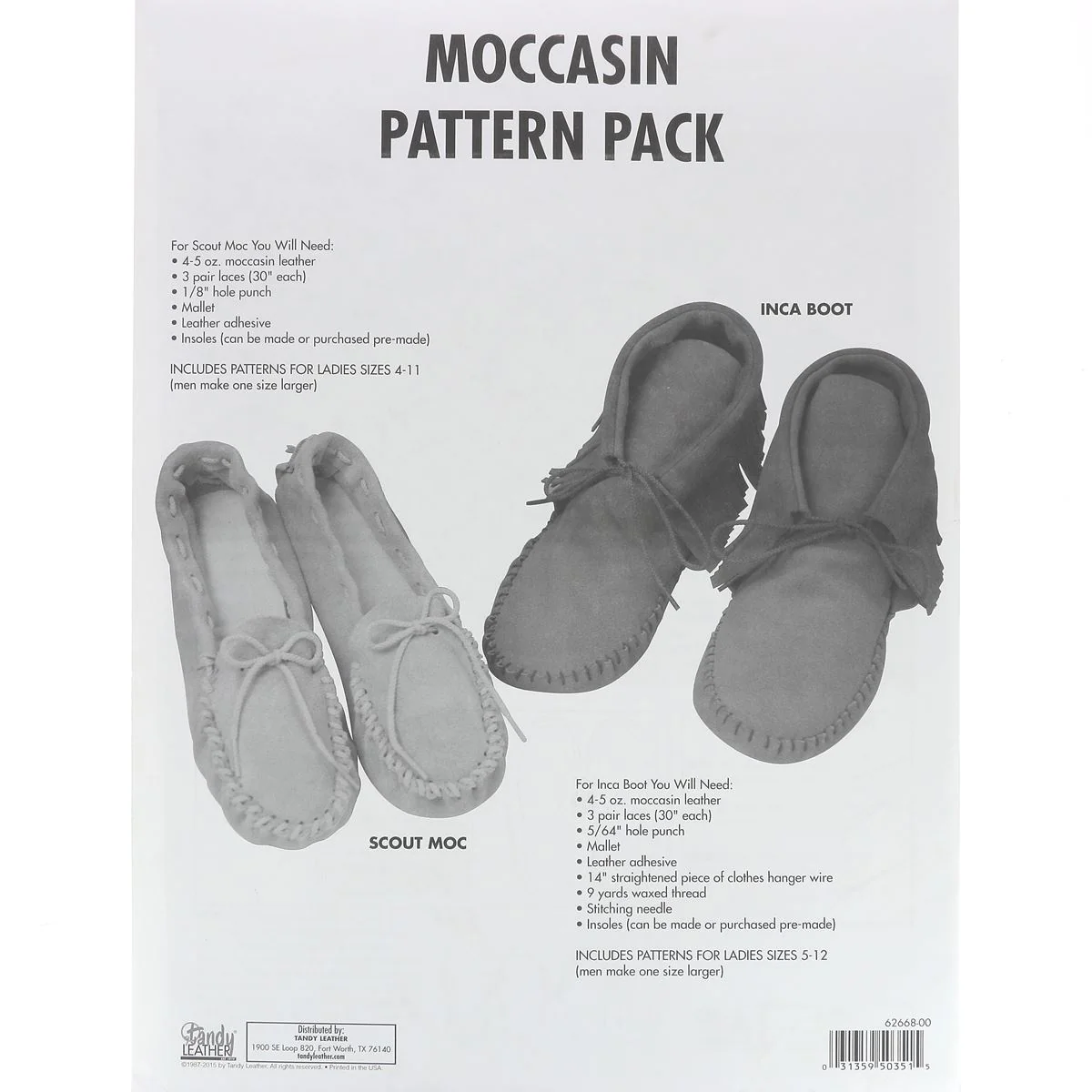 Patrons pour mocassins en cuir - 62668